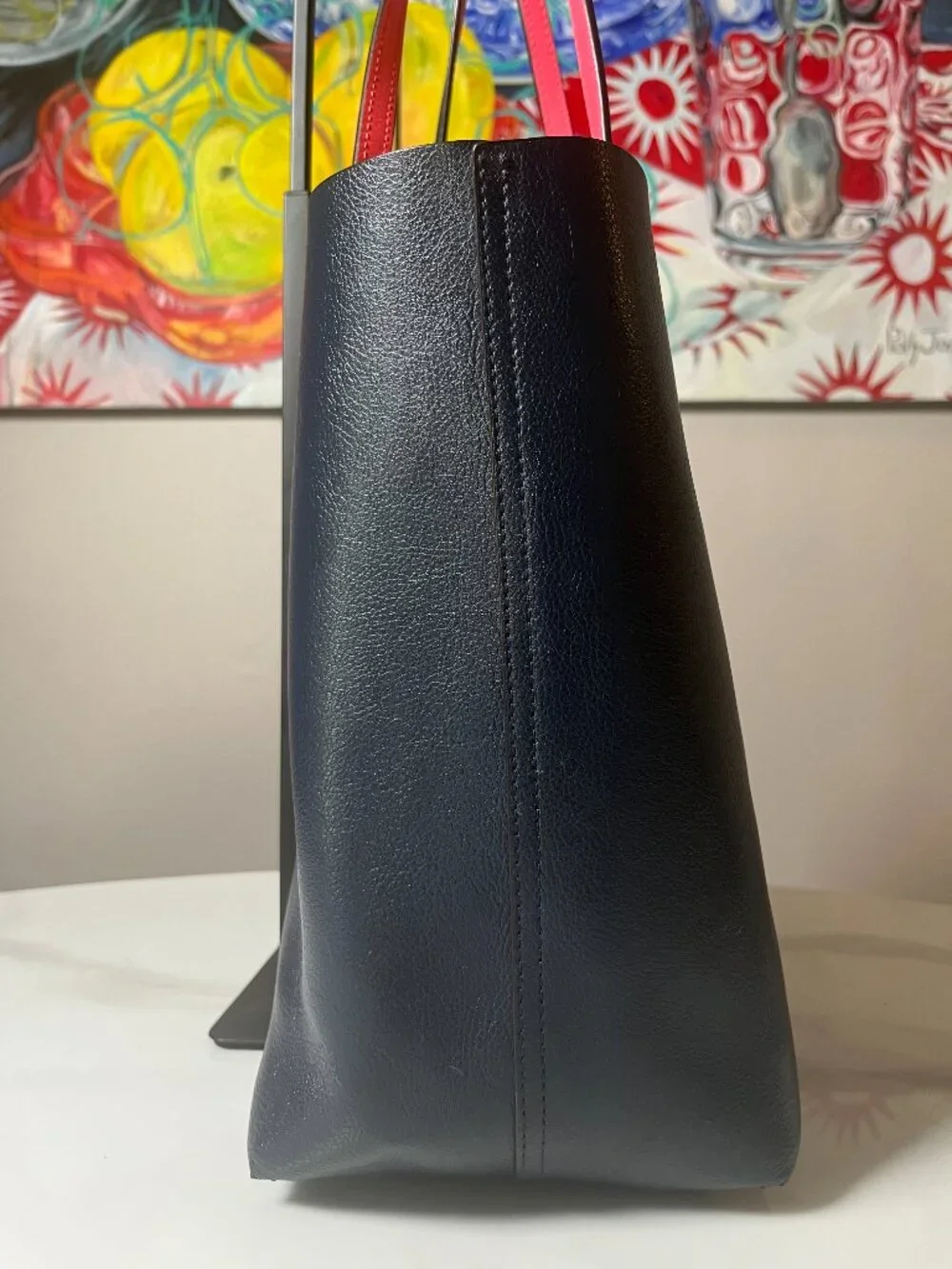 Kate Spade Arbour Hill Elodie Navy Pink Reversible Leather Tote Shoulder Bag